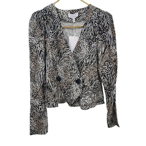 New NWT & Other Stories Animal Print Peplum Duo Button Wrap Blouse Top US 8 - Picture 3 of 12